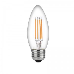 Becuri candelabre cu LED de 60 W, bază medie, becuri cu candelabră, becuri cu LED-uri cu filament limpede 60 W (folosește doar 4,5 wați), becuri cu filament LED C37