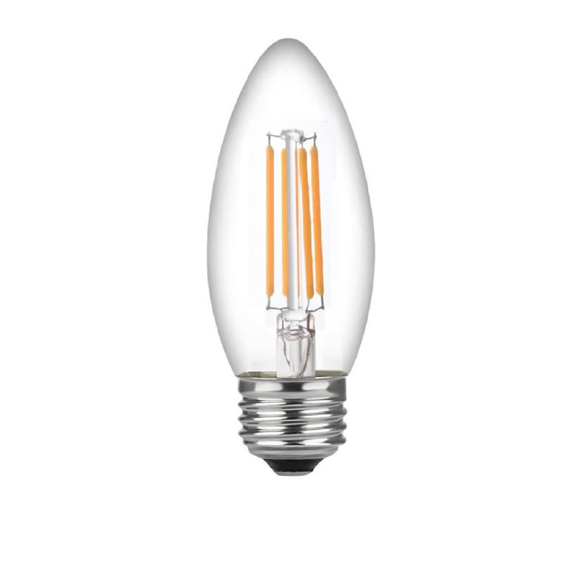 Becuri candelabre cu LED de 60 W, bază medie, becuri cu candelabră, becuri cu LED-uri cu filament limpede 60 W (folosește doar 4,5 wați), becuri cu filament LED C37